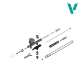Set of mechanical components on a white background with a visible brand logo.