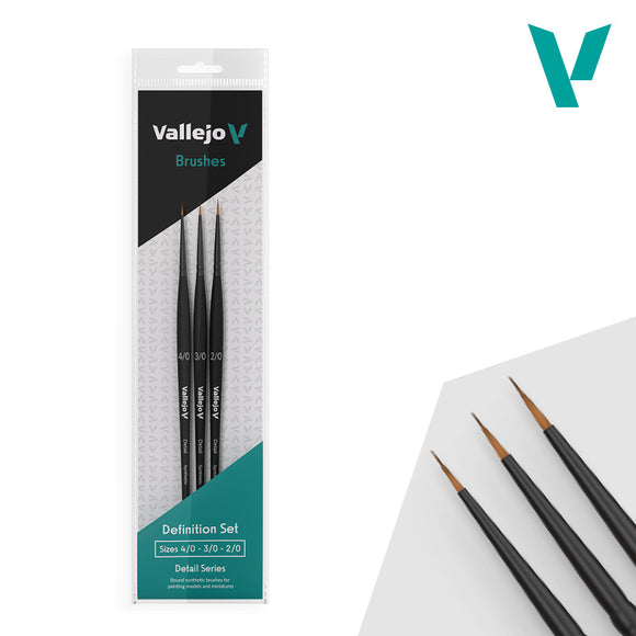 Vallejo brushes packaging with brushes on a white background