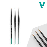 Set of makeup brushes with black handles and green accents on a white background