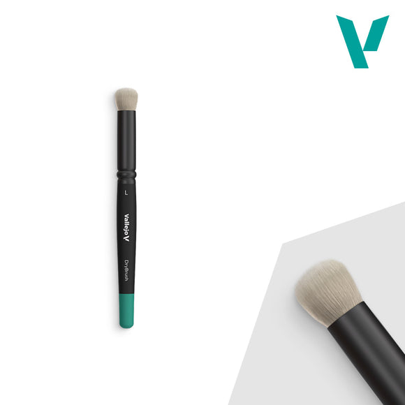 Makeup brushes with black handles and beige bristles on a white background, featuring the brand 'V'.