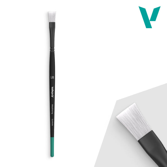 Two paintbrushes with black handles and white bristles on a white background, featuring the W&F logo.