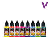 Set of Vallejo Game Color paint bottles on a white background