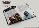 Open book with game content on a gray background, featuring 'Warhammer: Wrath of Glory' and 'Sons of Russ'.