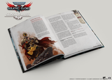 Open book with game-related content on a white background, featuring 'Warhammer: Wrath of Glory' branding.