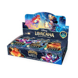 Box of Disney Lorcana trading card game with colorful characters on a white background