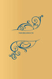 Decorative cover with blue swirl designs on a beige background