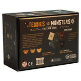 Box of 'Tedbies vs Monsters' card game with branding and game description.
