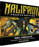 Malifaux Fourth Edition box featuring Tara, Voidcaller with fantasy characters on a black and yellow background.