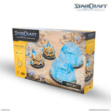 StarCraft tabletop miniatures game box with ProtoSS units and Sentry unit on a white background