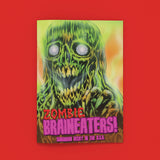 Zombie-themed product packaging with green and black design on a red background
