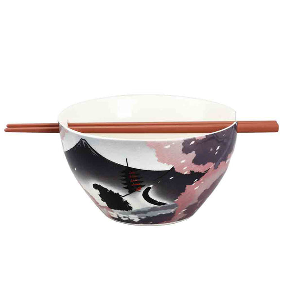 Godzilla Ceramic Ramen Bowl with Chopsticks