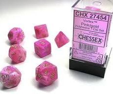 Chessex Dice: Vortex Polyhedral Set Pink/Gold (7)