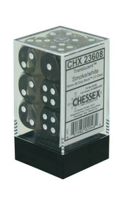 Chessex Dice: Translucent - 16mm D6 Smoke/White (12)