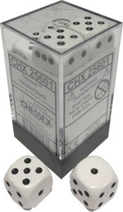 Chessex Dice: Opaque - 16mm D6 White/Black (12)