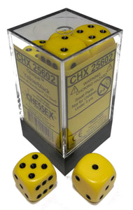 Chessex Dice: Opaque - 16mm D6 Yellow/Black (12)