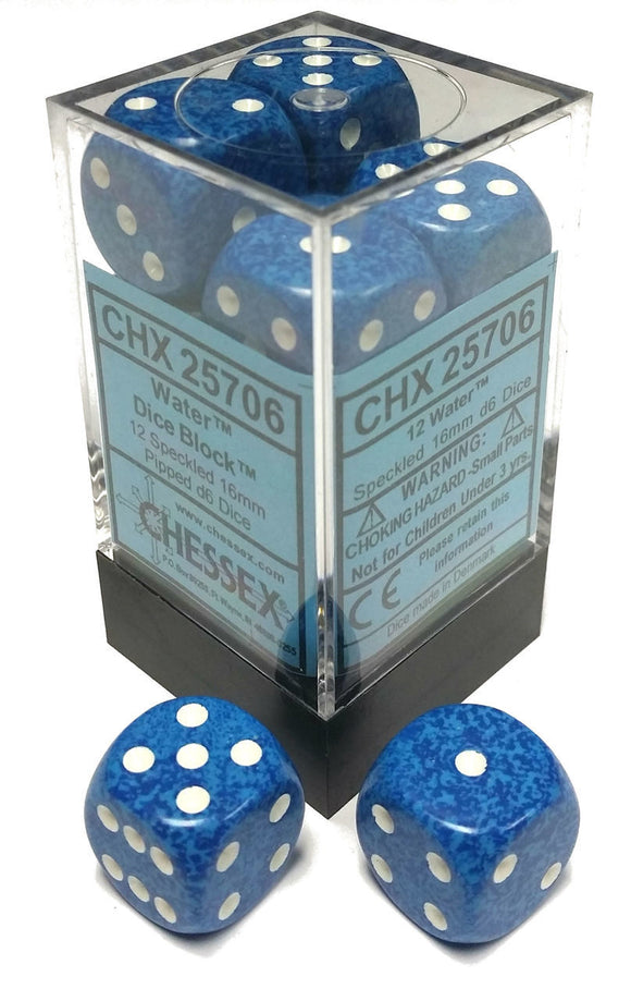 Chessex Dice: Speckled - 16mm D6 Water (12)