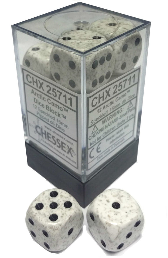 Chessex Dice: Speckled - 16mm Pip D6 Arctic (12)