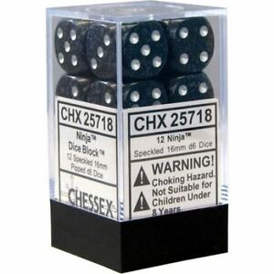 Chessex Dice: Speckled - 16mm D6 Ninja (12)