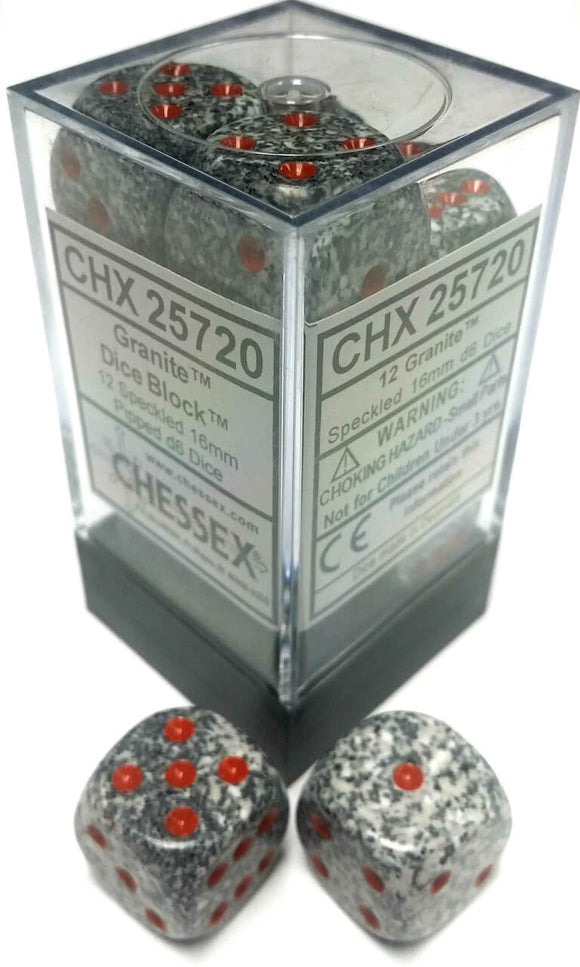 Chessex Dice: Speckled - 16mm D6 Granite (12)