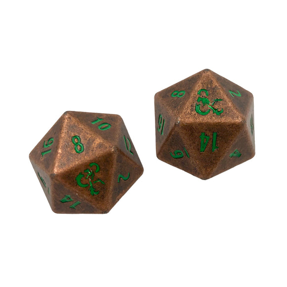 Heavy Metal Dice: D&D Feywild Copper and Green D20 Dice Set (2)