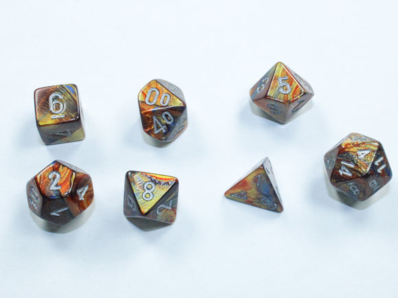 Chessex Dice: Lustrous - Mini Polyhedral Gold/Silver 7-Die Set