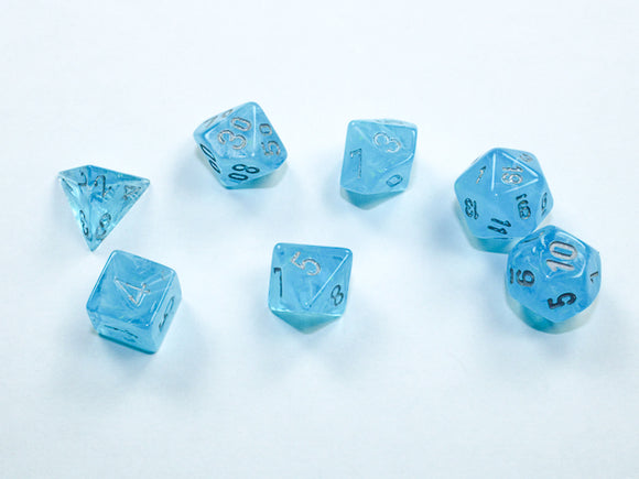 Chessex Dice: Luminary - Mini Polyhedral Sky/Silver 7-Die Set