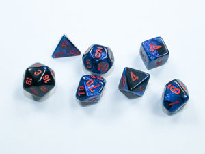 Chessex Dice: Gemini - Mini Polyhedral Black-Starlight/Red 7-Die Set