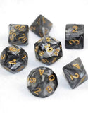Chessex Dice: Lustrous Polyhedral Set Black/Gold (7)