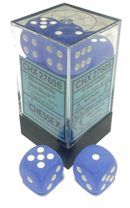 Chessex Dice: Frosted - 16mm D6 Blue/White (12)