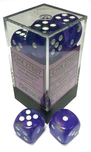 Chessex Dice: Borealis - 16mm D6 Purple/White/Black (12)