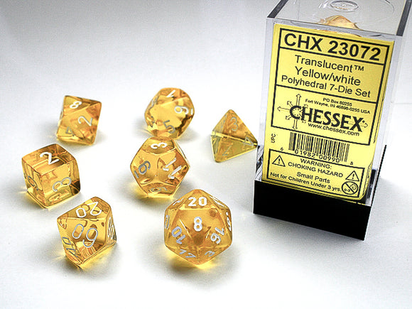 Chessex Dice: Translucent Polyhedral Set Yellow/White (7)
