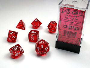 Chessex Dice: Translucent Polyhedral Set Red/White (7)