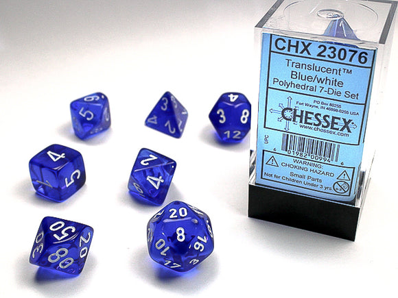 Chessex Dice: Translucent Polyhedral Set Blue/White (7)