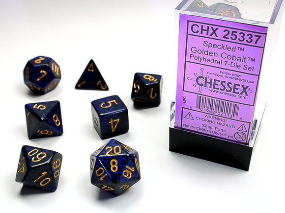 Chessex Dice: Speckled Polyhedral Set Golden Cobalt (7)