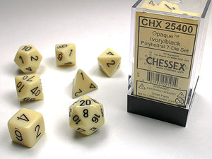 Chessex Dice: Opaque Polyhedral Set Ivory/Black (7)