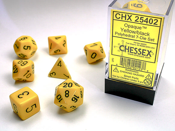Chessex Dice: Opaque Polyhedral Set Yellow/Black (7)