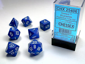 Chessex Dice: Opaque Polyhedral Set Blue/White (7)