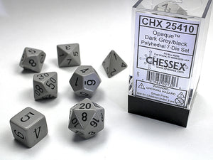 Chessex Dice: Opaque Polyhedral Set Grey/Black (7)