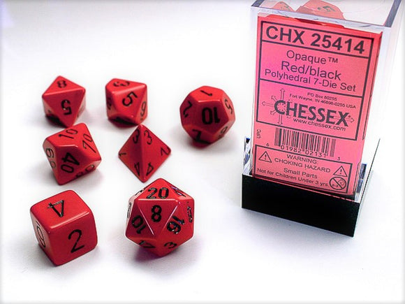 Chessex Dice: Opaque Polyhedral Set Red/Black (7)