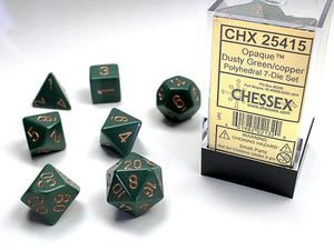 Chessex Dice: Opaque Polyhedral Set Dusty Green/Copper (7)