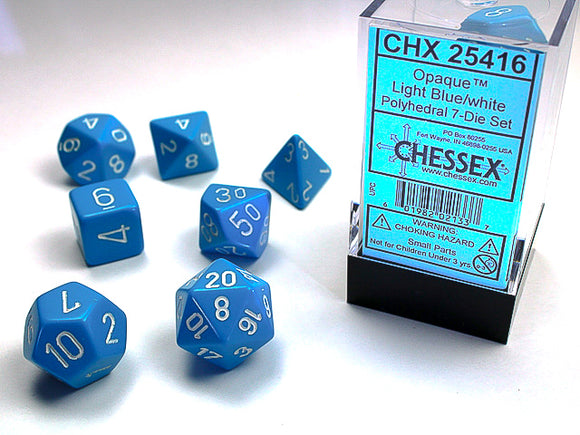 Chessex Dice: Opaque Polyhedral Set Light Blue/White (7)