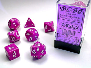 Chessex Dice: Opaque Polyhedral Set Light Purple/White (7)