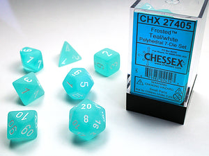 Chessex Dice: Frosted Polyhedral Set Teal/White (7)