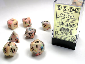 Chessex Dice: Festive Polyhedral Set Circus/Black (7)