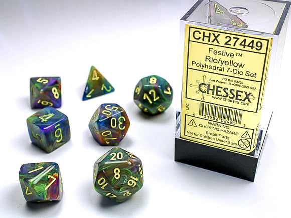 Chessex Dice: Festive Polyhedral Set Rio/Yellow (7)