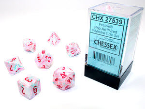 Chessex Dice: Festive Polyhedral Set Pop Art/Red (7)