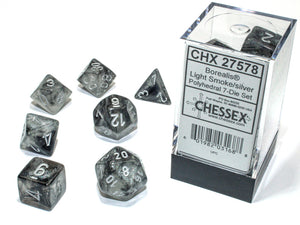 Chessex Dice: Borealis Polyhedral Set Luminary Light Smoke/Silver