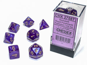 Chessex Dice: Borealis Polyhedral Set Luminary Royal Purple/Gold (7)
