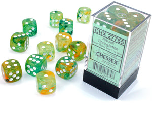 Chessex Dice: Nebula - 16mm D6 Spring/White Luminary Dice Block (12)