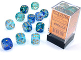 Chessex Dice: Nebula - 16mm D6 Oceanic/Gold Luminary Dice Block (12)